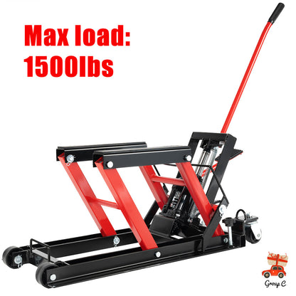 CNCEST Motorcycle Lift, Hydraulic Motorcycle Lift, Maximum Load 680kg, Rubberised Carrying Surfaces, Easy Use, Mounting Stand, Folding Lifting Platform (Red) Hot, Motorcycle Lifts, Motorcycle Stand Pad, Motorcycle Parts And A