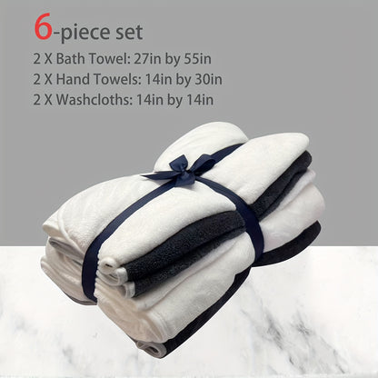 DIAOJIA 6pcs Ultra-Soft Microfiber Towel Set - Quick Dry, Super Absorbent & Lightweight - Includes Bath (68.58x139.7cm), Hand (33.02x76.2cm) & Washcloths (34.8x34.8cm) - Perfect for Home, Gym, Travel