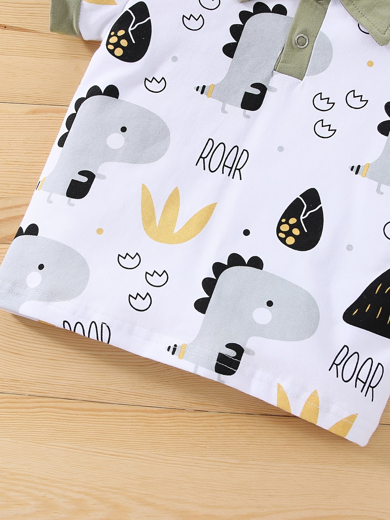 Boys' Summer Collared Animal Print Short Sleeve Shorts Set, Perfect for Outdoor