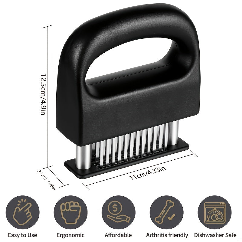1pc Household Multifunctional Stainless Steel Meat Tenderizer, 48 Pine Needles Meat Tenderizer - a Must for Meat Marinating! Highly Efficient Meat Tenderizer, One-Click to Create Delicious Tender Meat, a New Choice of Kitchen