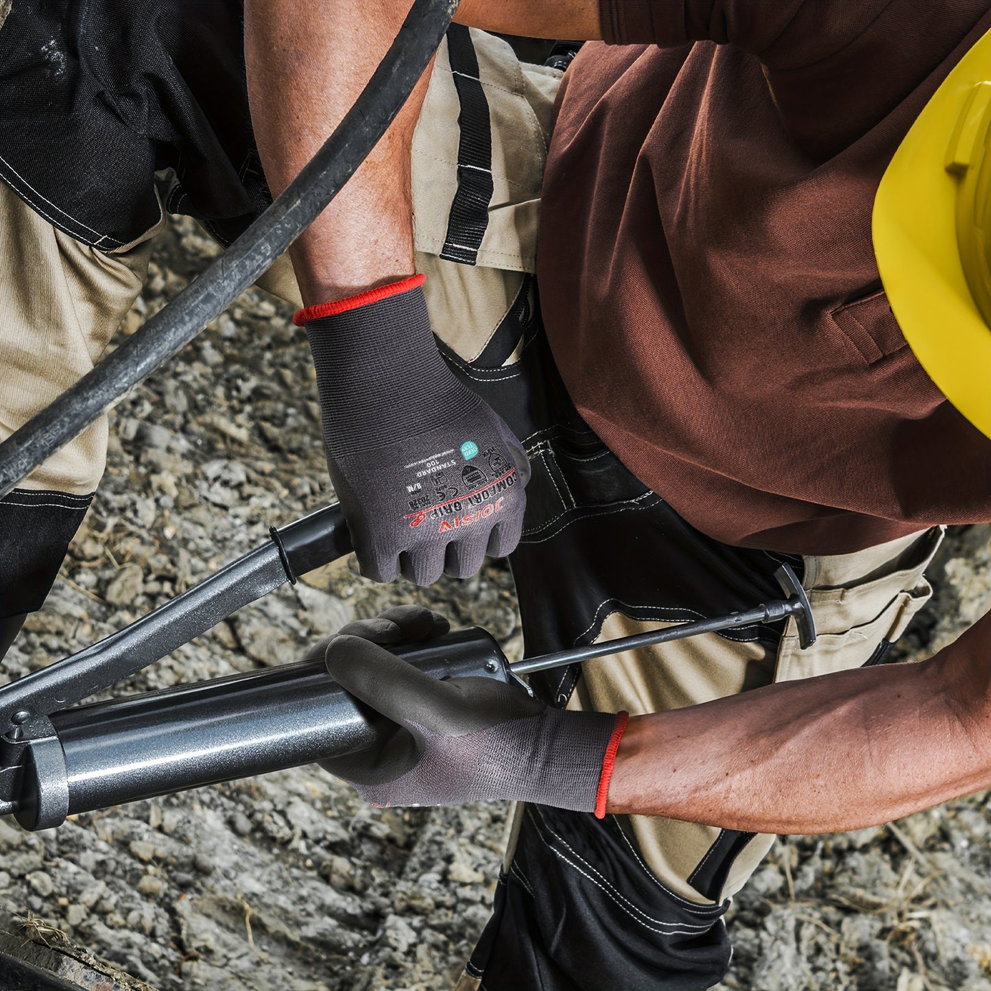 JOISIV 3/6 Pares de Luvas de Trabalho em Nitrilo - Revestidas com Microespuma, Antiderrapantes e Respiráveis, ideais para Jardinagem, Mecânica, Armazém e Tarefas de Bricolage.