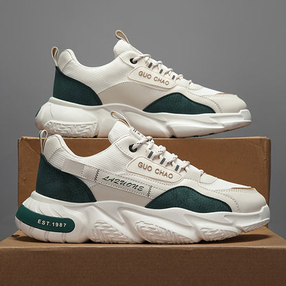 1 Pair Men's All-Season White Low-Top Sneakers - Heavy-Duty Traction PVC Sole, Lace-Up Casual Shoes for Travel, & Daily Wear - Cushioned, All-Terrain Grip (Black/White) - Versatile Outdoor & Footwear