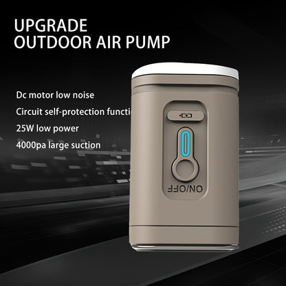 2-in-1 Portable Cordless Electric Air Pump with Built-in LED Light - Rechargeable Lithium Battery Outdoor Camping Gear for Inflatables, Tents, and Emergency Lighting