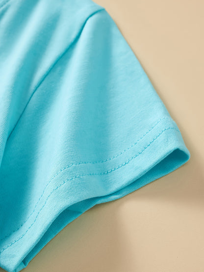 Boys' Cotton Short Sleeve T-Shirt with Cartoon Excavator Print, Breathable Summer Trend