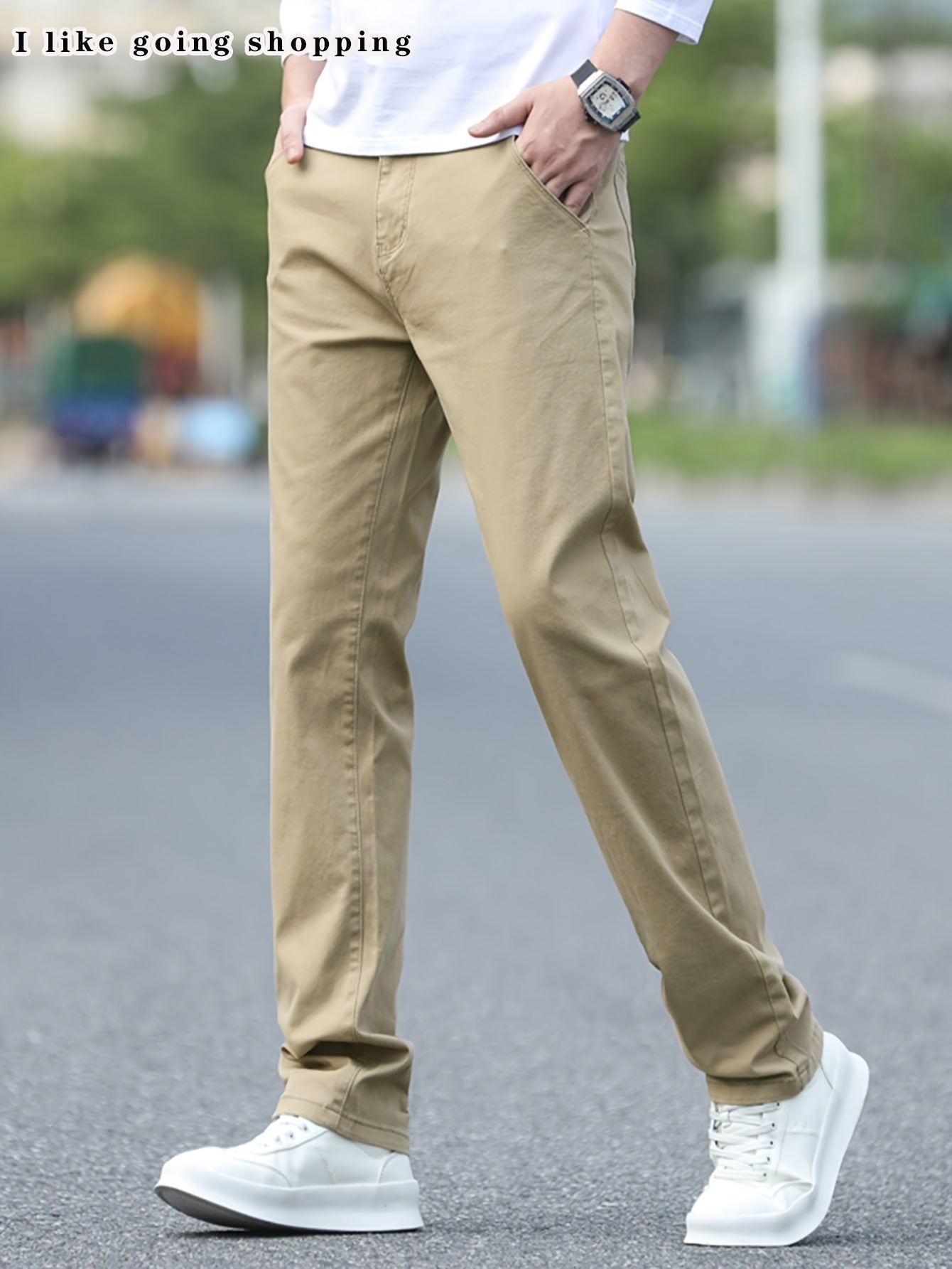 2pcs Men's Stretch Chino Pants - Straight-Leg Business Casual Trousers with Elastic Waistband, All-Season Formal &amp; Everyday Pants for Office, Meetings, and Casual Attire, Modern Pants, Comfortable Fit, Versatile
