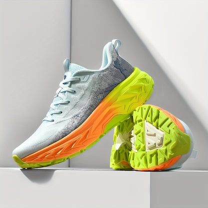 Calçado desportivo para homem para todas as estações, sola macia MD, topo em malha respirável, design leve, sola grossa, calçado moderno para corrida, viagens, caminhadas e campismo.