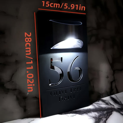 Customizable Text Solar-Powered Double-Layer Acrylic Door Sign - Golden and Silvery Dual-Layer Acrylic Design - Suitable for Companies, Homes, Apartments, Bars, etc. as Outdoor Entrance Street Address Wall Decor