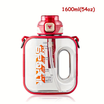 1pc TKK Leakproof Sports Water Bottle Jug with Handle &amp; Straw - Wide Mouth, BPA-Free, for Gym, Travel, Camping, Yoga - Available in 1000ml/1600ml/2100ml (33.81oz/54.1oz/71.01oz) - Ideal Gift for Athletes, Hikers, Outdoor Enth