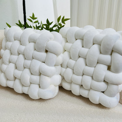2pcs Knot Throw Pillow Soft Throw Pillow Home Decoration Cushion Square Office Knotted Plush Throw Pillow Cushion For Living Room Bedroom Sofa Couch Living Room Home Decor