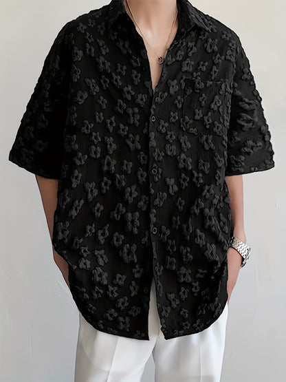 INCERUN Bohemian Floral Print Casual T-Shirt - Loose Fit, Button-Down, Polyester Blend, Machine Washer