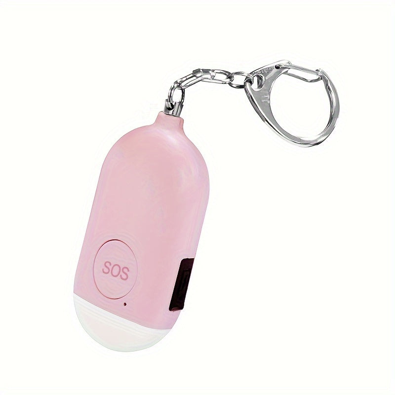 USB Rechargeable 130dB Personal Alarm Keychain for Women - SOS Emergency Safety Siren with LED Light, Panic Button or Pull Pin Alert Device - Compact & Lightweight Design, Available in Pink, Blue, White, Black