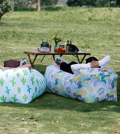 1pc Large Inflatable Sofa Chair - Heavy-Duty Oxford Fabric Portable Air Bed/Seat, Foldable Self-Inflating Couch for Adults &, No Needed, Ideal for Camping, Beach, Music Festivals, Backyard (Takes Air from Mouth, Chaise Pliant