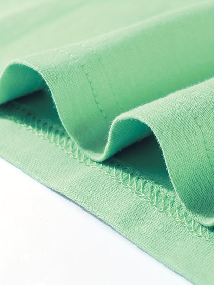 T-shirt infantil de cor sólida, blusa casual de manga curta, t-shirt infantil para o verão.