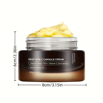 Vitamin C Capsule Cream, Facial Moisturizer | Lightweight Hydrating Cream with PDRN & Retinol for Uneven Light Beige and Radiance | Korean Skincare 1.94oz