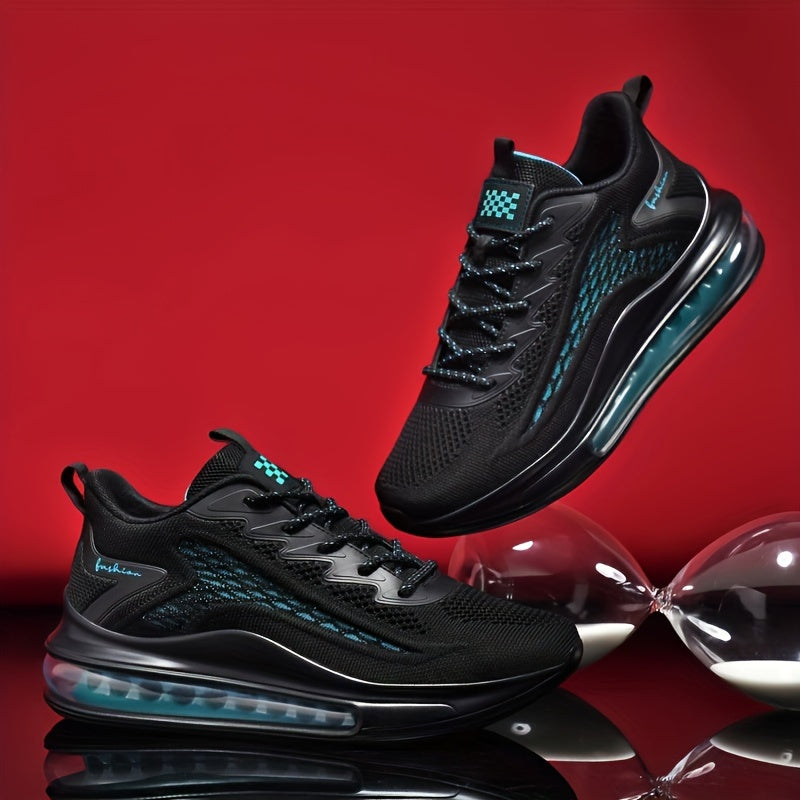 Ténis de malha respirável para homem - Ténis de corrida de cano médio com amortecimento antiderrapante e absorção de impacto, fecho com atacadores, ideal para ginásio, basquetebol e todas as estações. Calçado moderno e durável para atividades físicas.