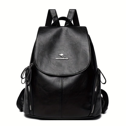 Women'S Genuine Leather Backpack - Elegant Minimalist Purse with Adjustable Shoulder Straps & Zipper Closure, Spacious Interior Compartment - for Work, Travel, School, Everyday Use - Available in Black, Red, Blue, Purple - Du