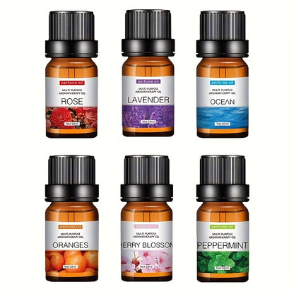 Each - Premium Essential Oil Set for Diffusers, Humidifiers, Candles &amp; Hair Care - Includes Rose, Ocean, Cherry Blossom, Lavender, Jasmine, Sandalwood, Sweet Orange, White Tea, Lemon, Mint, Mini