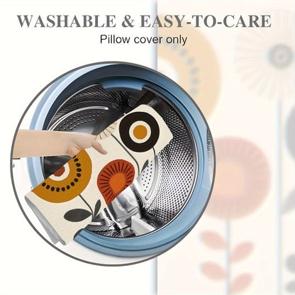 4pcs Vibrant Floral Plush Pillow Covers - Modern Abstract Design in Yellow, Blue, Green with Daisies & Vases, Soft & Cozy Decorative Cushion Cases for Living Room, Bedroom, Sofa - Machine Washable, Zipper Closure, No Inserts,