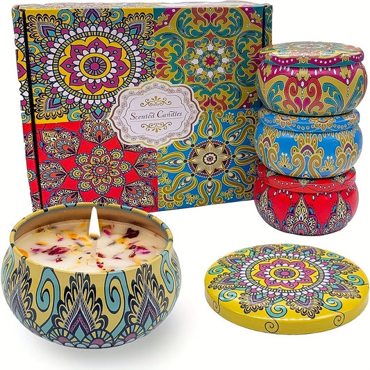 4pcs of fragrant candle set (4 kinds of fragrance types: jasmine, sandalwood, Small Canglan, Rose) cans are random. Candles, Bathing, Yoga, and Holiday Gifts, Mother's Day Gift