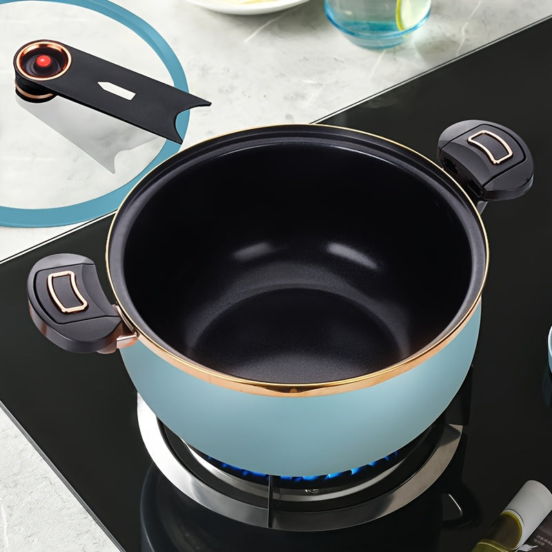 7L Large Heavy-Duty Iron Stock Pot & Dutch - 26cm/10" Multi-Functional Cooker with Lid, Sturdy Black/White/Golden/Brown/Teal/Gray/Green Exteriors, Compatible with / Stoves for Boiling, Simmering, Steaming, Frying