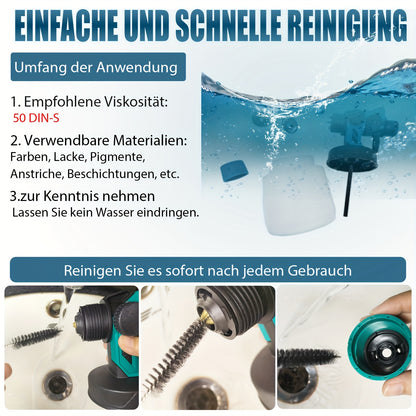 Fence Paint Sprayer with 2x 3000mAh Lithium Ion Batteries, HVLP Cordlss Paint Sprayer Compatible with Makita 18V Battery, 1000ml Tank 4 Nozzles And 2 Cleaning Tools, 3 Patterns Battery Spray Gun Paint Sprayer for Walls And Ceiling