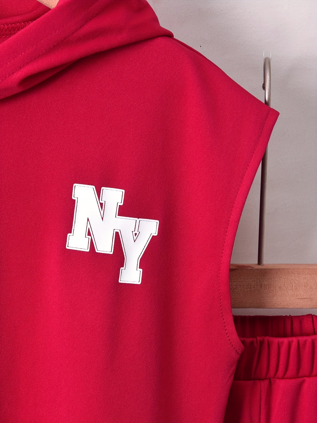 Cool Short-Sleeve T-Shirt with Letter Print And Shorts Set for Boys, for Outdoor