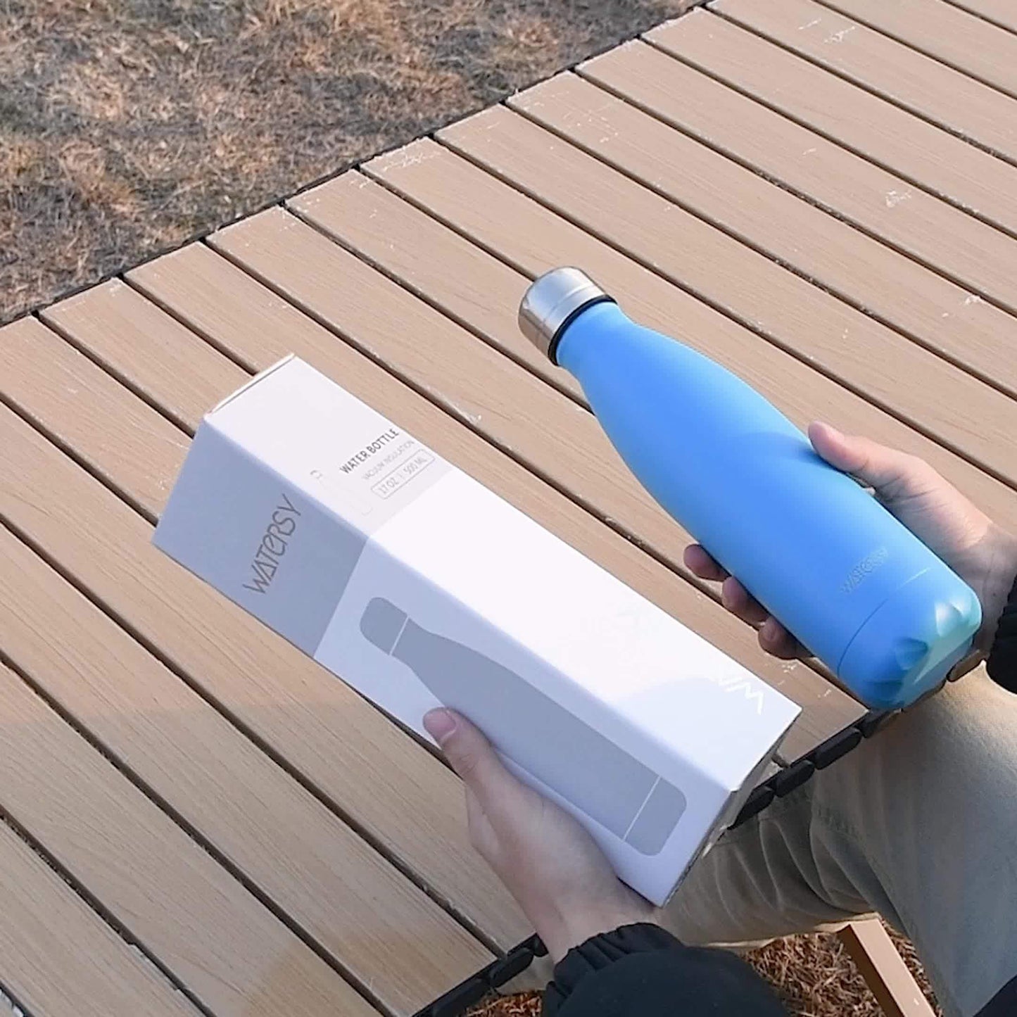 1pc WATERSY 17Oz/500Ml Outdoor Water Bottle 304 Stainless Steel Insulation for Heat Preservation And Cold Preservation with White Card And Silver Hot Stamping Box 2 Sealing Rings