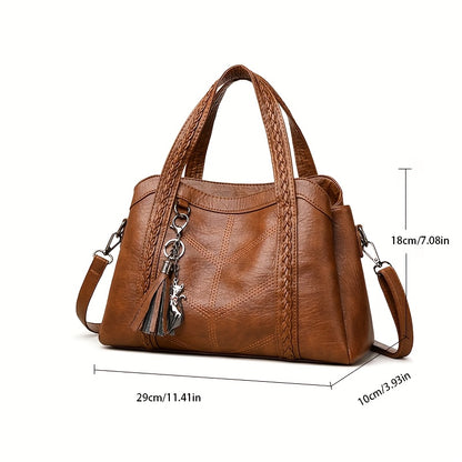 Weidua Women's Elegant Vintage Handbag - Convertible Crossbody/Shoulder Bag with Zipper Closure, Detachable Strap - Chic Purse for Women, Everyday & Formal Events - Available in Black, Light Brown, Purple, Blue, Burgundy