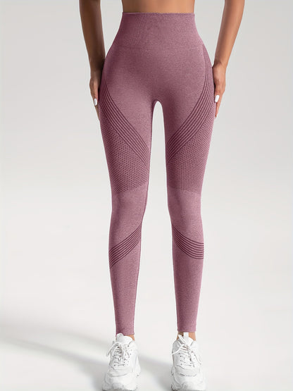 Seamless Knit Tight High Stretch Long Pants, Sports Yoga Fitness Running Trousers, Women's Leggings