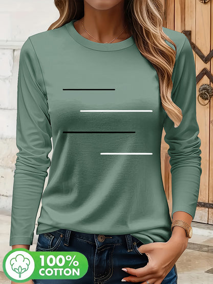 Simple Black and White Parallel Stripe Pattern Print T-Shirt, Suitable for Family Travel, Vacation, Casual, Parent- Matching Tee 9734