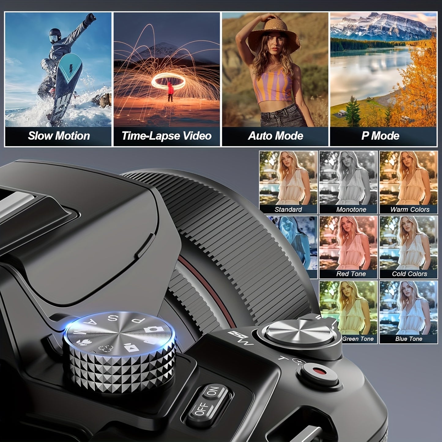 5K&64MP Digital Cameras for Photography, 16X Optical Zoom Camera with WiFi & App Control, Vlogging Camera with 180°Flipable 3-inch Screen, Auto Focus, Bag, 2 Batteries, Camera Strap&32GB Card, Photography Camera, Camera High