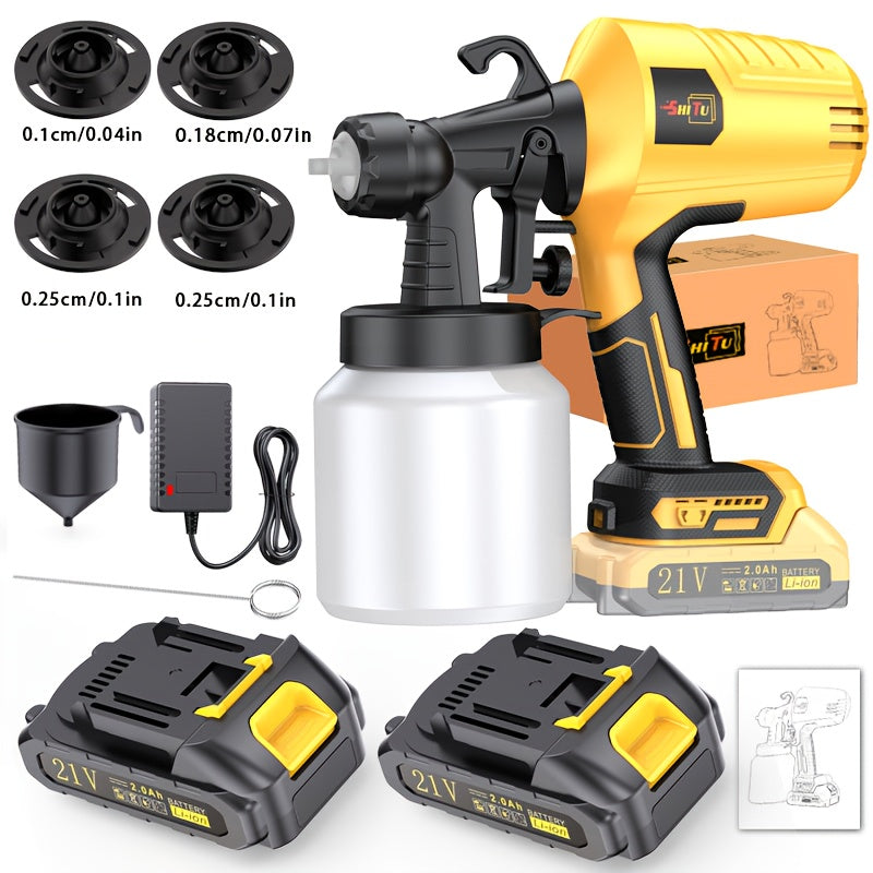 2025 New Model Wireless Paint Sprayer with Cordless High-Pressure Spray Gun - Heavy-Duty Battery-Powered Paint Gun with Ergonomic Handle, Easy-Clean Design &amp; Large Paint Tank for Indoor/Outdoor Walls, Wood, Furniture, DIY Project