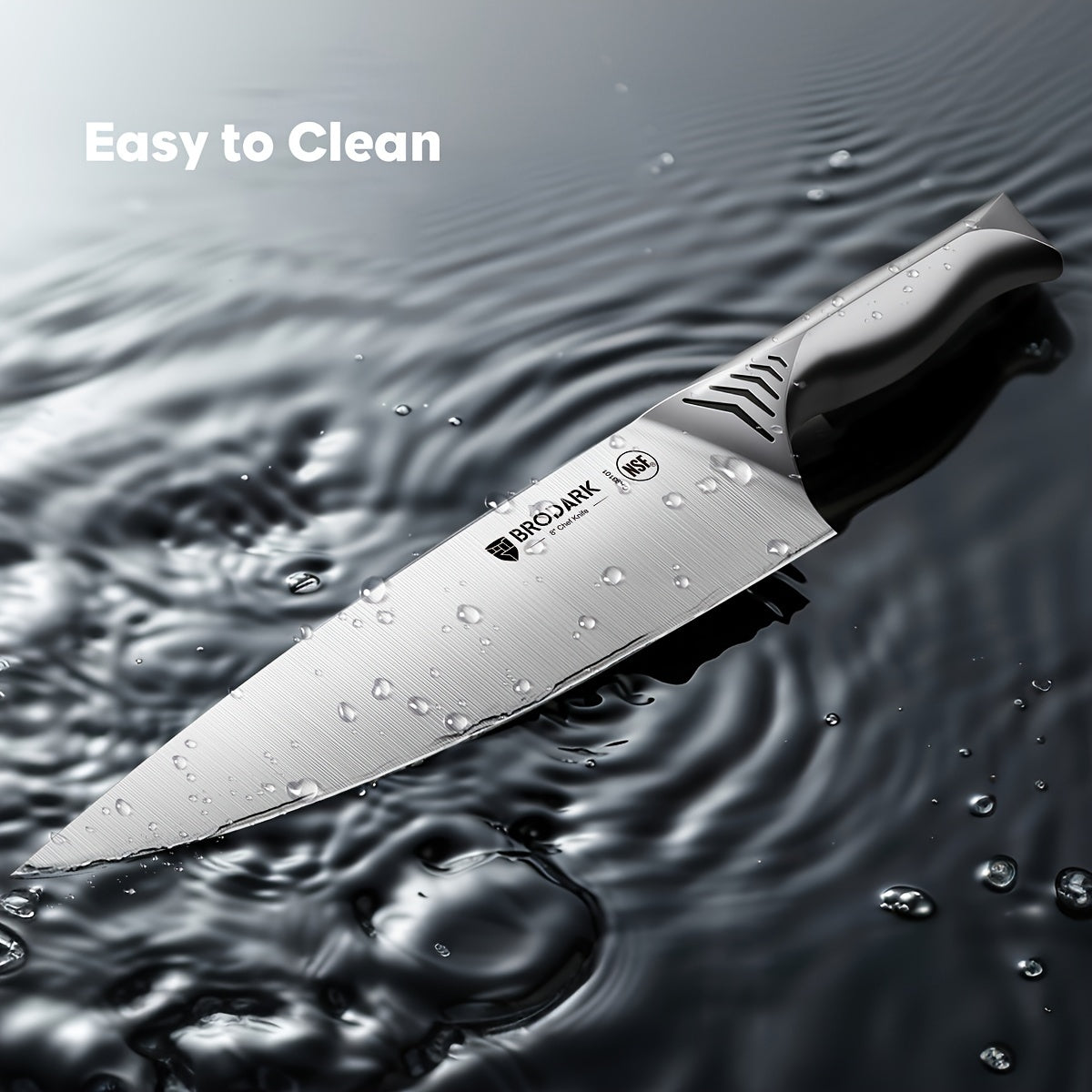 Brodark Kitchen Knife Set With Block, 15pcs Knife Block Set With Built-in Sharpener, Stainless Steel Knives Set For Kitchen, NSF Certified Kitchen Knives, Shark Series