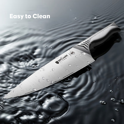 Brodark Kitchen Knife Set With Block, 15pcs Knife Block Set With Built-in Sharpener, Stainless Steel Knives Set For Kitchen, NSF Certified Kitchen Knives, Shark Series