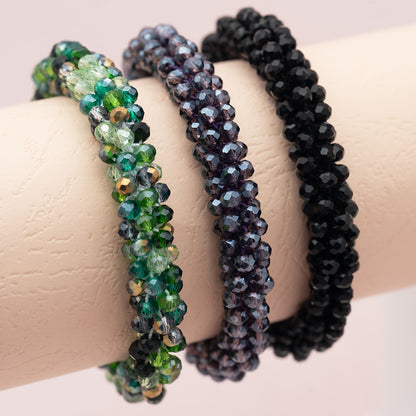 Esbbela 3pcs Bracelet Set Holiday Gift Beaded Artificial Crystal Stackable Strap Set with Elasticity Suitable for Women Men 16.51-20.32cm Daily Vacation