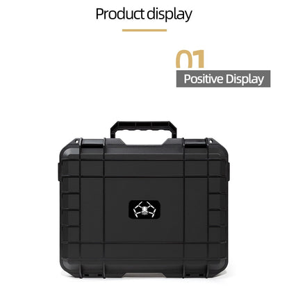 Estojo de transporte protetor para DJI Mini 3/4 e Mini 3/4 Pro, com pega antiderrapante para facilitar o transporte e fecho reforçado.