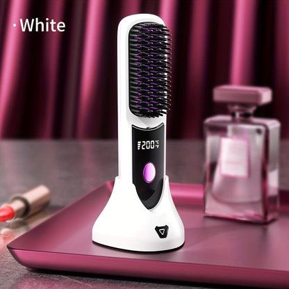 New USB-C Rechargeable Straightener, Fast & Seat Charging Modes, 20S Quick Heat, 3-Speed Temperature Control, Anti-Scald Design, 2600mAh/3200mAh Battery, 3D Tooth Comb, Ceramic Hair Protection Layer, LCD Display, Wireless Por