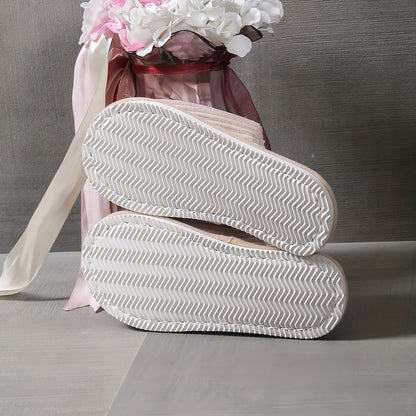 Cute Bowknot Soft Sole Fuzzy Slippers, Winter Cozy &amp; Warm Slip On Plush Shoes, Comfy Closed Toe Home Slippers