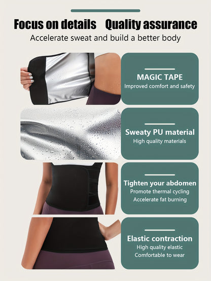 Sweat Sauna Stretchy Sports Vest: Slim Your Waist Instantly With This Body-Shaped Yoga Fitness Workout Waist Trainer For Women's Activewear!