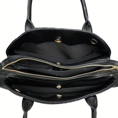 Elegant Black Snake Pattern Handbag for Women - Large Capacity, Detachable Shoulder Strap, Vegan Synthetic Faux Leather, Perfect for Daily Use and Work, Ideal Holiday Gift, Versatile Trolley | Avantgarde Style | Synthetic Fa