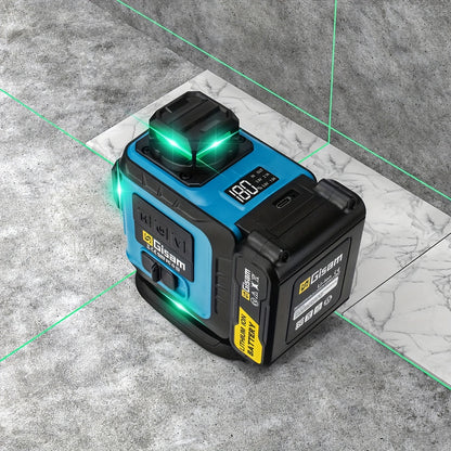 Gisam Multifunctional 16 Lines 4D Green Laser Level with Tripod & App Control, 360° Self-Leveling Horizontal & Vertical Cross Lines, USB & Battery Powered, Includes Carrying Case, Super-Powerful Beam, Portable Design for Ind