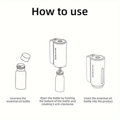 Intelligent Car Air Vent Aromatherapy Diffuser - Cylindrical Shape, Battery Powered with Rechargeable Lithium Battery, 3 Operating Modes, Spray Format for Fresh Fragrance