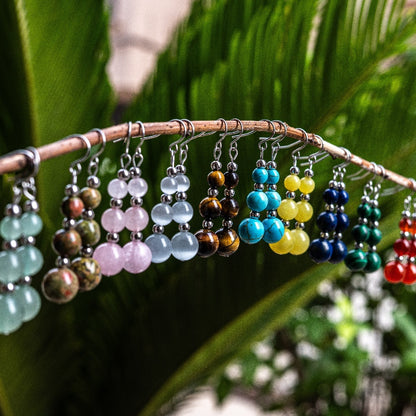 1Pair Handmade Natural Stone Earrings,Tiger Eye Bead Earrings,Aventurine Earrings,Carnelian Earrings for Women in Bohemian Style, Valentine's Day Gift