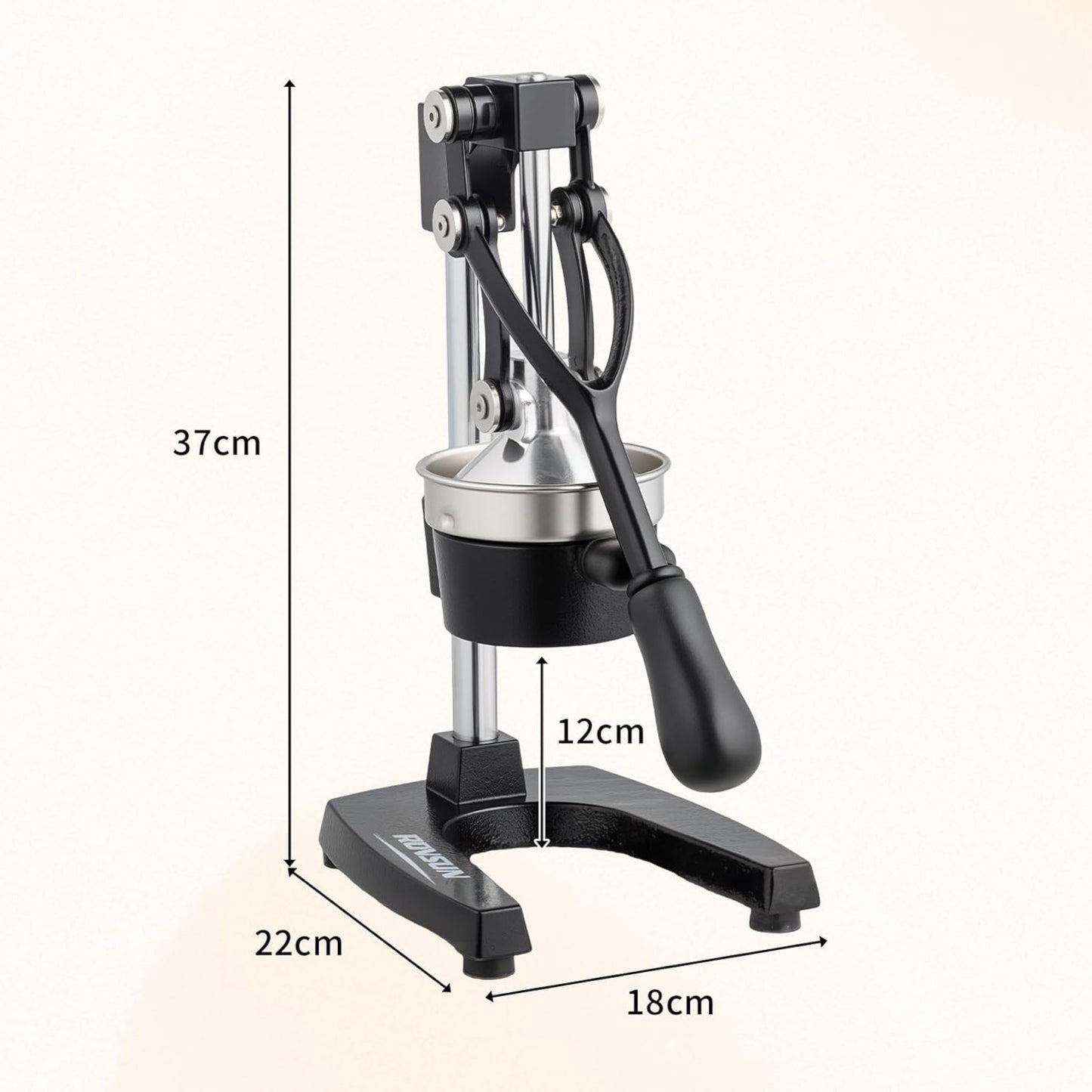 Bonnlo Heavy-Duty Manual Juicer with Removable Top Filter - Heavy-Duty 316 Stainless Steel Citrus, Apple, Orange, Lemon, Lime, Grapefruit Press - Non-Electric Mincer for Home & Commercial Use - Easy-Clean Design, Compact Juic