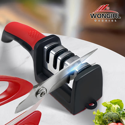 4-Stage Professional Knife Sharpener with High-Precision Whetstone, Tungsten Diamond & Ceramic Sharpening Stone - Non-Slip Grip, Fast & Long-Lasting Performance, Ergonomic Design, Durable Construction, Sharpening Stone, Home