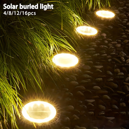 4/8/12/16pcs Solar Buried Light, IP65 Outdoor Landscape Lights, Solar Disc Lights, Garden Pathway Lighting, Solar Floor Lamps, 8pcs LED Solar Ground Lights for Roads, Courtyards, Walkways, Patios, Lawns