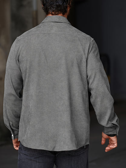 Stylish Men's Casual Lapel Shirt - Comfortable Button-Up Long Sleeve Shirt For Everyday Wear