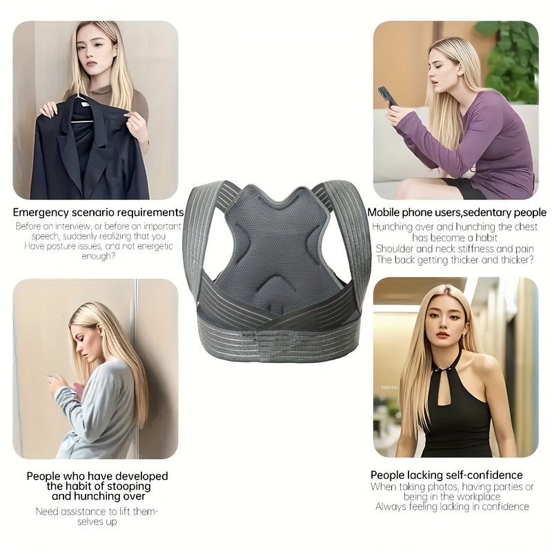 Posture corrector, unisex adjustable posture trainer with breathable mesh, lightweight and comfortable, suitable for gym and daily use, fitness accessory