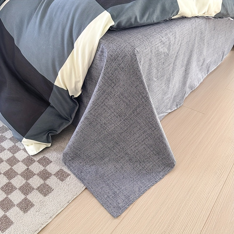 Conjunto de cama de 4 peças macio e respirável - Estampado xadrez espacial criativo, lavável à máquina - inclui lençol, edredão e 2 fronhas para todas as estações - ideal para dormitórios de estudantes, quartos e quartos de hóspedes.