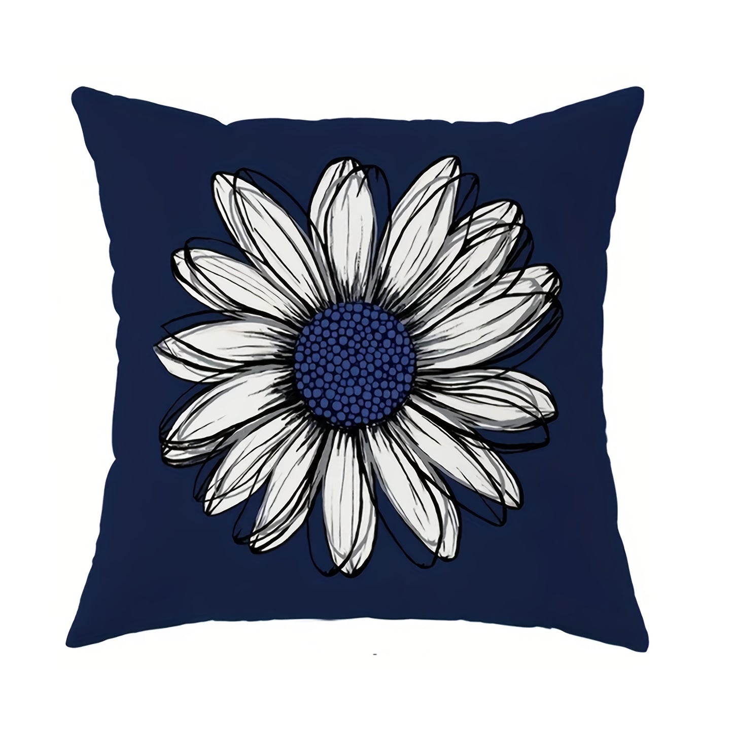 4pcs Modern Geometric & Floral Print Velvet Pillow Covers - Soft Blue & White, Zipper Closure, Machine Washable Polyester, Perfect for Living Room & Bedroom Decor - Includes 2 Large, 1 Medium, 1 Small, Decorative Pillows (No